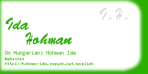 ida hohman business card